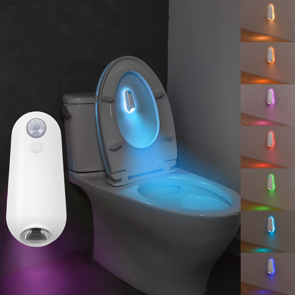 1/2Pcs LED Rechargeable Toilet Night Light Motion Sensor Light Toilet Wall Light RGB Color Changing For Bathroom Decoration Lamp