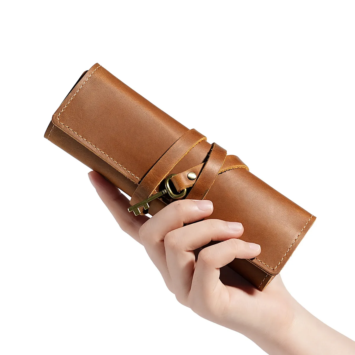 اليدوية الجلود مقلمة جلد البقر لفة حقيبة القرطاسية هدية للطلاب قلم رصاص الحقيبة القلم الستار أكياس القرطاسية