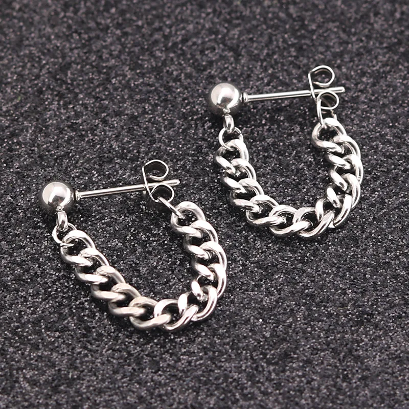 Titanium Steel Chain Earrings For Men Women Hiphop Rock Punk Fashion Jewelry Piercing Earring Homme Accessories Wholesale - view 3