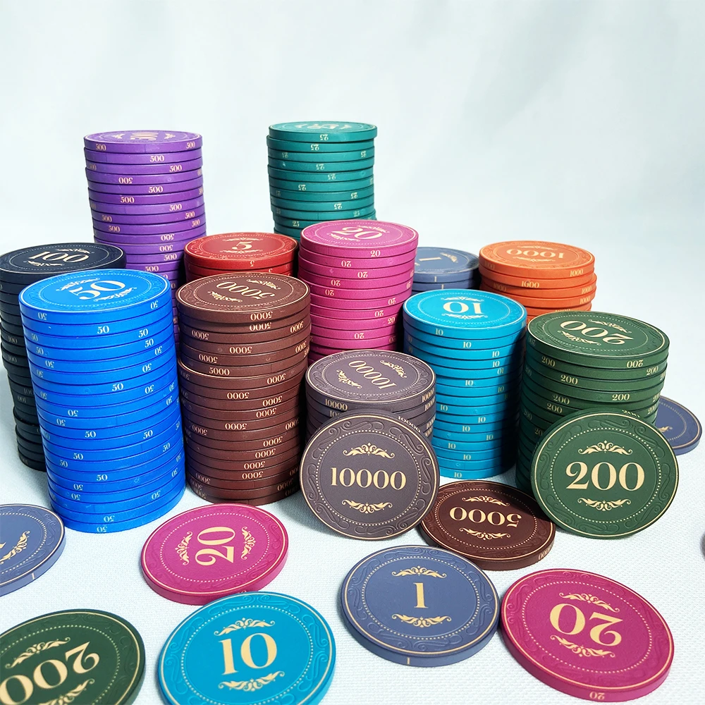 Fichas de cerámica de 10 piezas, Chips de arte grabados de 39mm, fichas de póker profesionales de Texas Hold\'em, marcadores para fiestas y casas de