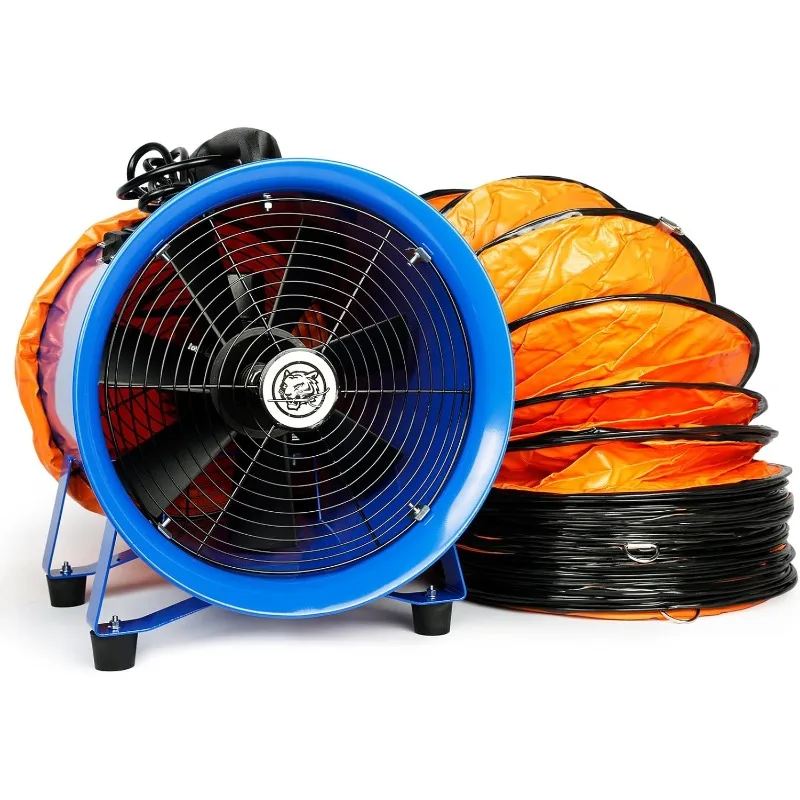 520W/12inches Utility Blower,3350 r/min High Velocity Low Noise Portable Ventilator Exhaust Fan with 33ft PVC Flexible Duct Hose