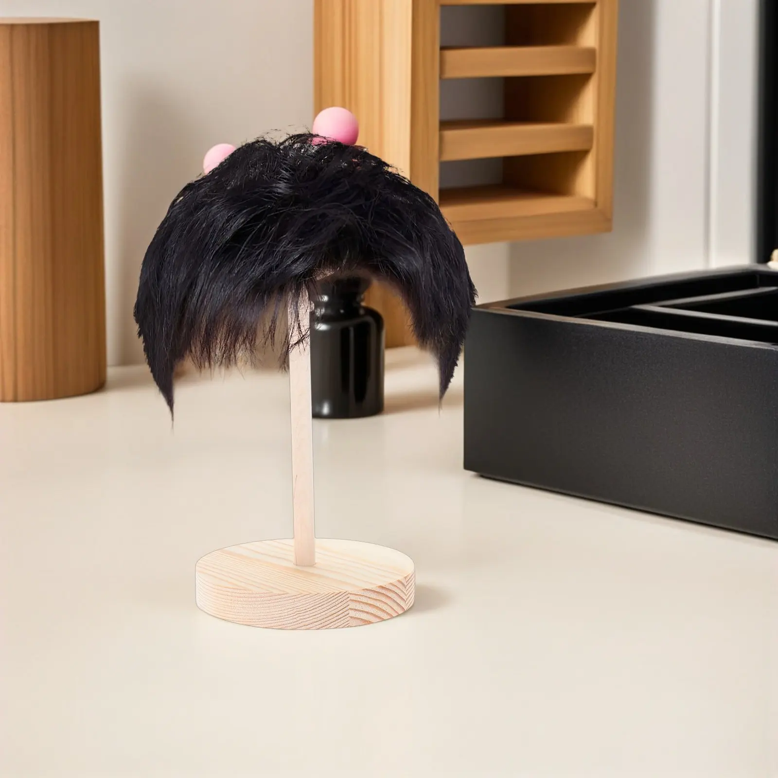 

Wooden Mini Holder Stable Styling Stand for Hair Extension Storage Display Rack for Home and Professional Photography