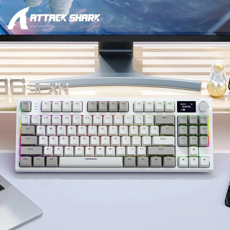 ATTACK SHARK K86 Wireless Tri-Mode Mechanical Keyboard Smart Color Screen 75% Layout RGB Backlit Hot Swappable Gaming Office