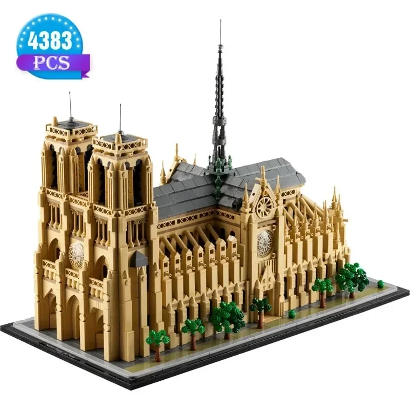 MINISO2024 New Architecture 21061 Notre Dame de Cathedral Model Kit iconic Paris landmark Building Bricks Toys For Children