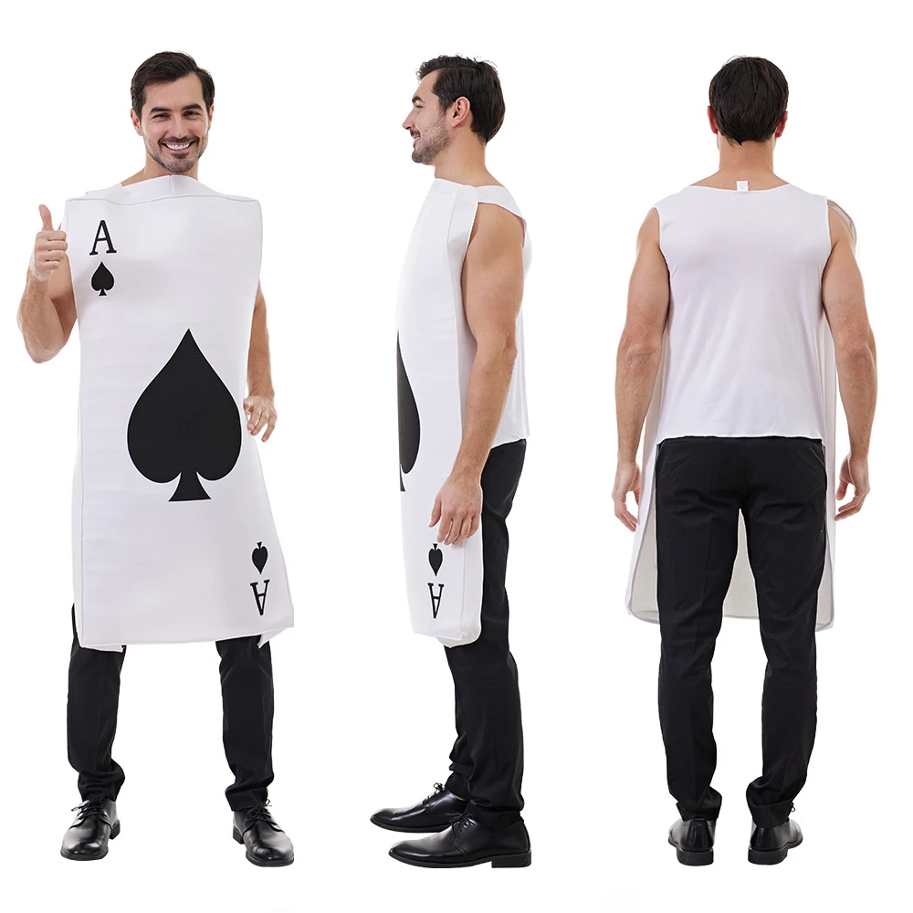 Umorden Unisex Kind Kinder Erwachsenen Ass von Diamanten Spaten Poker Spielkarte Kostüm lustige Purim Halloween Party Kostüm Tunika