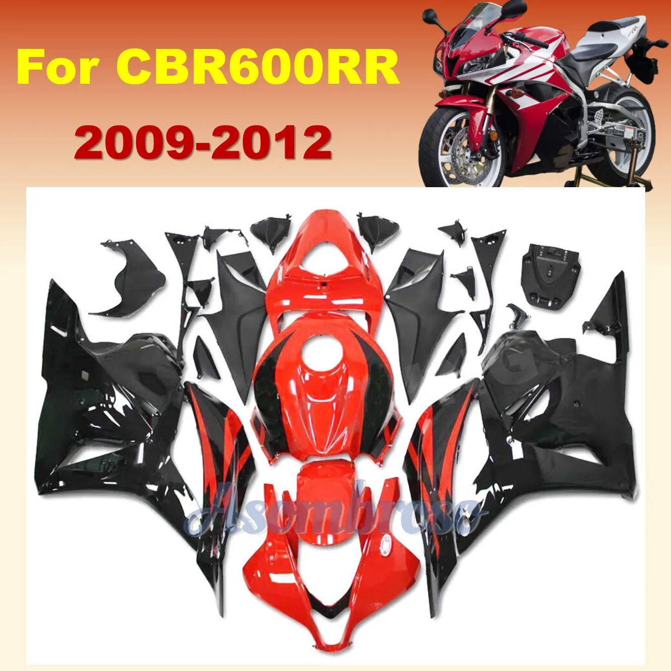 

New 100% Fairing Set for CBR600RR 2009 2010 2011 2012 F5 09 10 11 12 CBR 600RR Motorcycle Bodywork Red Black