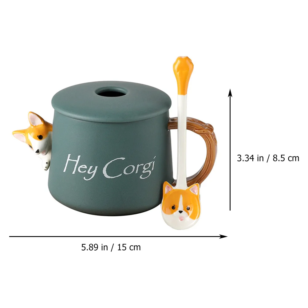 

1Pcs Cute Corgi Ceramic Coffee Cup Creative Pattern Mug Polished Rim Lovely Cartoon Drinkware for Home