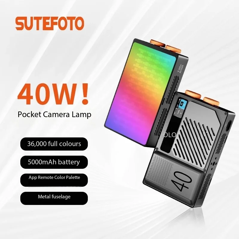 

SuteFoto T40X T40C 40 Вт светодиодный светильник ручной карманный светильник для видеосъемки двухцветный и RGB заполняющий светильник для фотосъемки освещение для фотосъемки