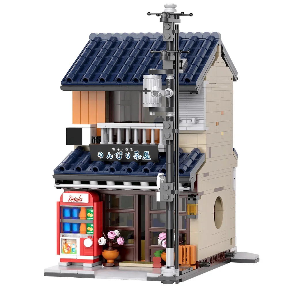 Japanese Tea House Mini Building Set with LED - Japanese Street View Simulation Architecture Construction Toy,Mini Brick 1219pcs