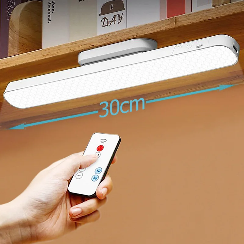 Remote LED Desk Lamp Magnetic Hanging Night Light USB Rechargeable Table Lamp 3 Colors Reading Light For Cabinet Closet Wardrobe