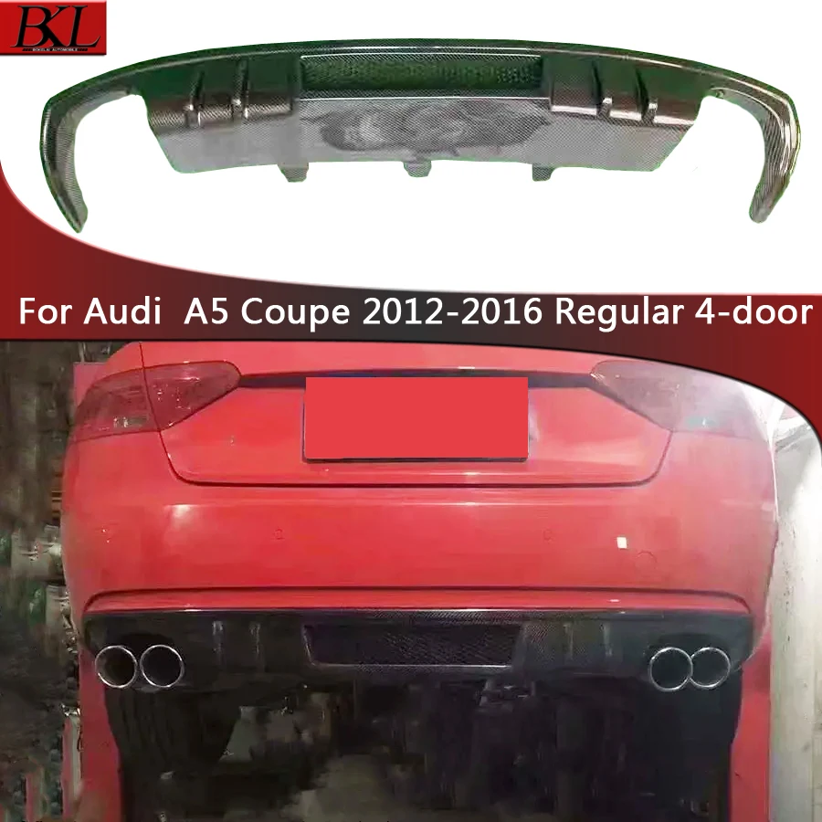 For Audi A5 Coupe 2012-2016 Regular 4-door Carbon Fiber Car Rear Bumper Diffuser Rear Splitters Spoiler Back lip body kit