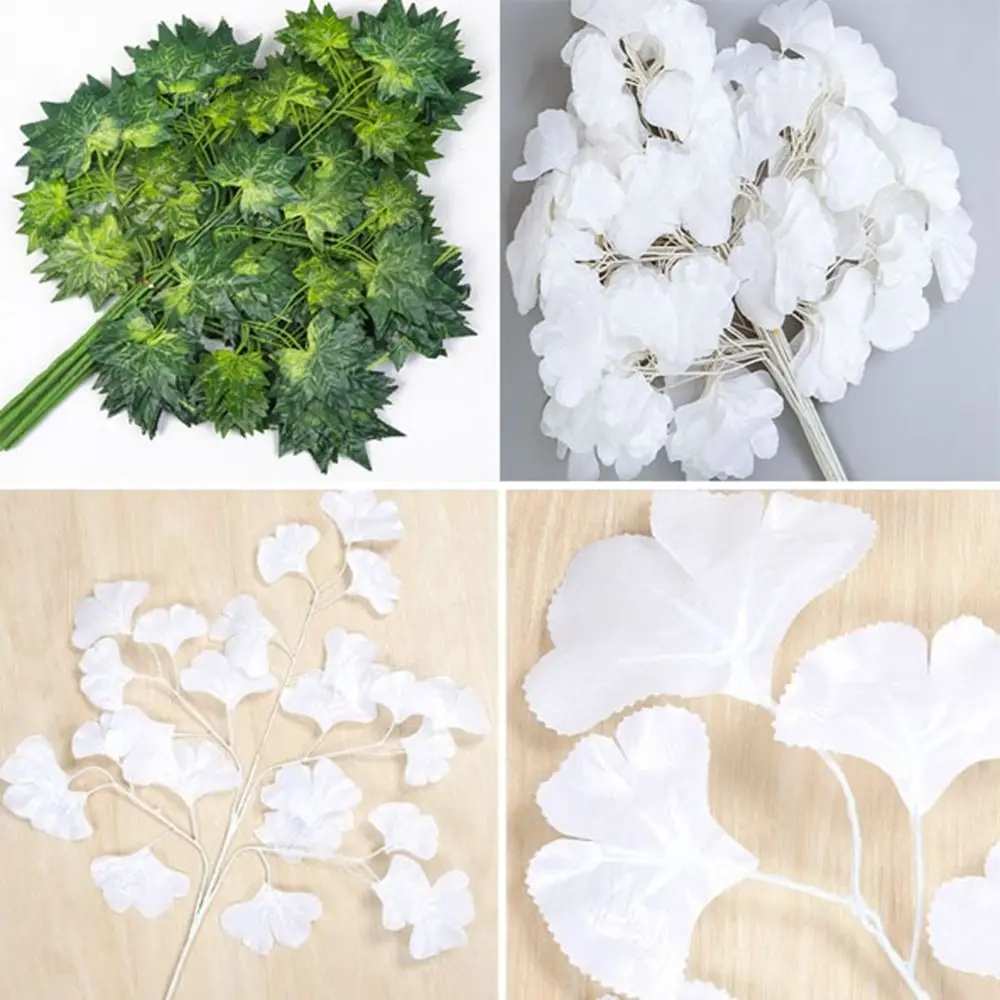 New Simulated Banyan Tree Leaves Fake Leaves Silk Branches Silk Flower Leaves Ginkgo Biloba Branches Wedding Decorations