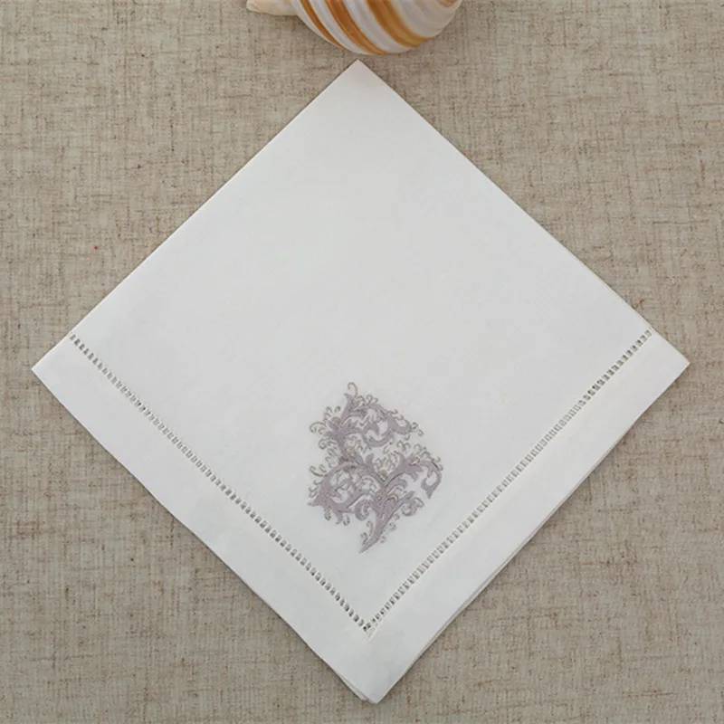 2pcs Simple Natural Hand-embroidered Silk Square American Cotton Embroidery Gift Handkerchief Men's Napkin Souvenir
