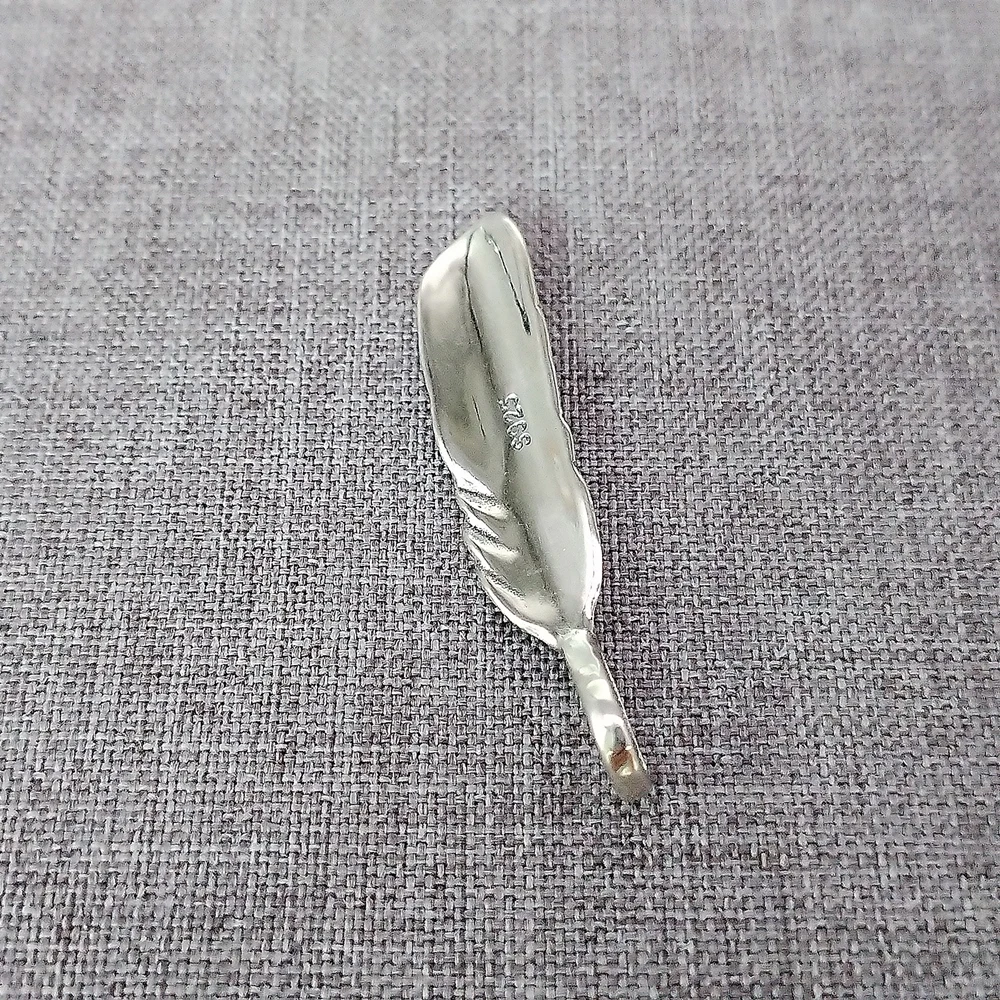 1 Piece of 925 Sterling Silver Oxidized Feather Charm Bird Pendant for Bracelet Necklace 3