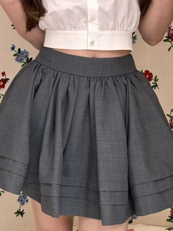 

Versatile Retro Pleated A-Line Skirt Flower One Shanghai Style Casual mid Waist Wool Polyester Fiber City Walk Skirt