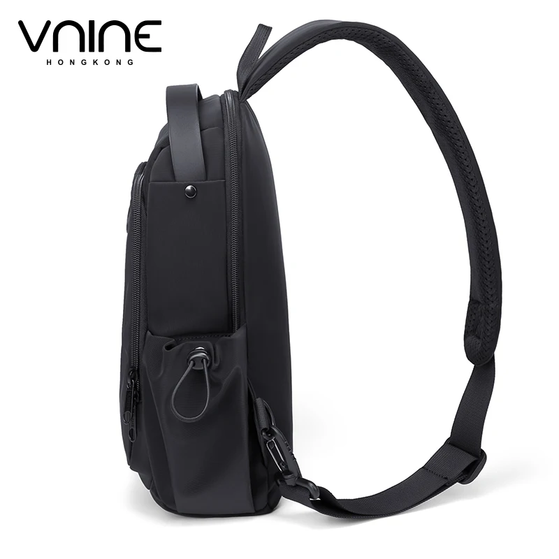 V.NINE Chest Bags Men's Shoulder Crossbody Bag Black Cross Backpack Man Sling Bag Waist Pack Male Fanny Packs Party Multi Pocket