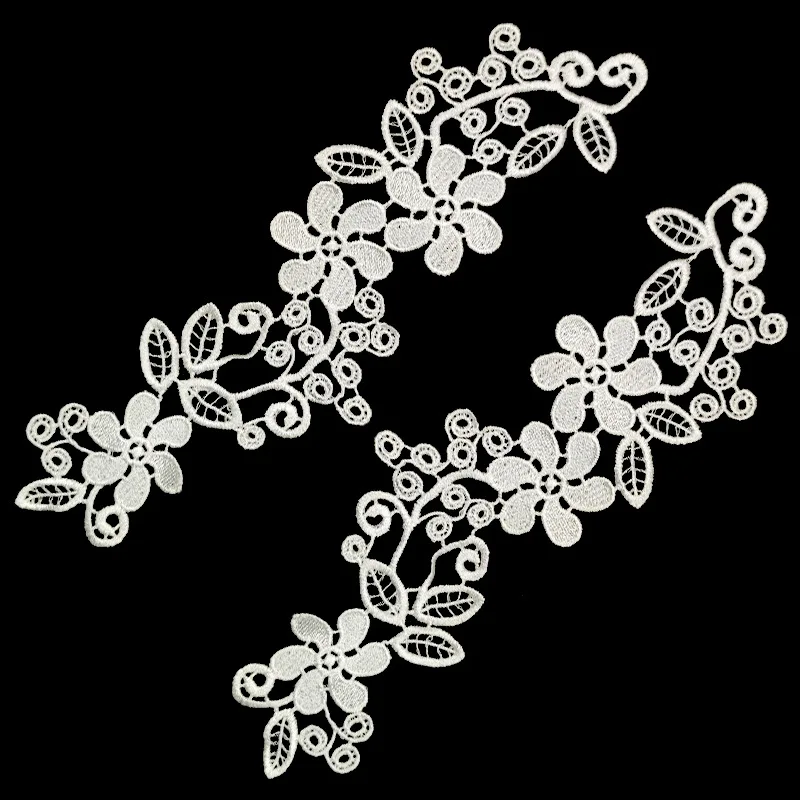 1 pair Water-soluble lace embroidery pairs of flowers openwork embroidery pieces of colourful flower pieces of clothing lingerie