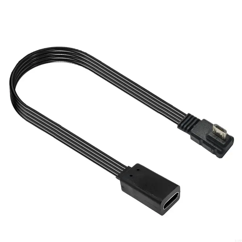 E1PF Flat Silicone Microed USB Male To USB C Female Data Transfer Cable Double Length