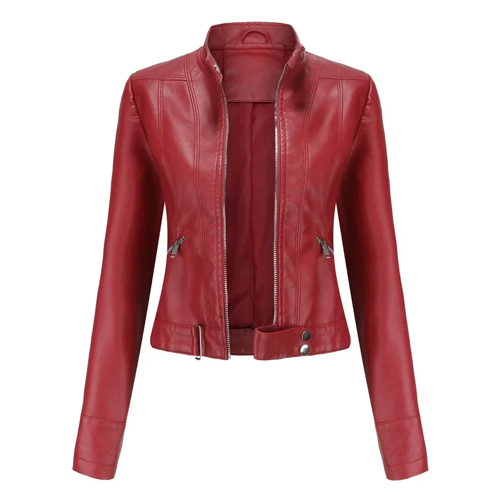 Ladies Cute Purple Leather Jacket Oversize Women Short Crop Top Spring Autumn Slim Fit Zip Up Faux Leather Coats Outerwear Xxxl