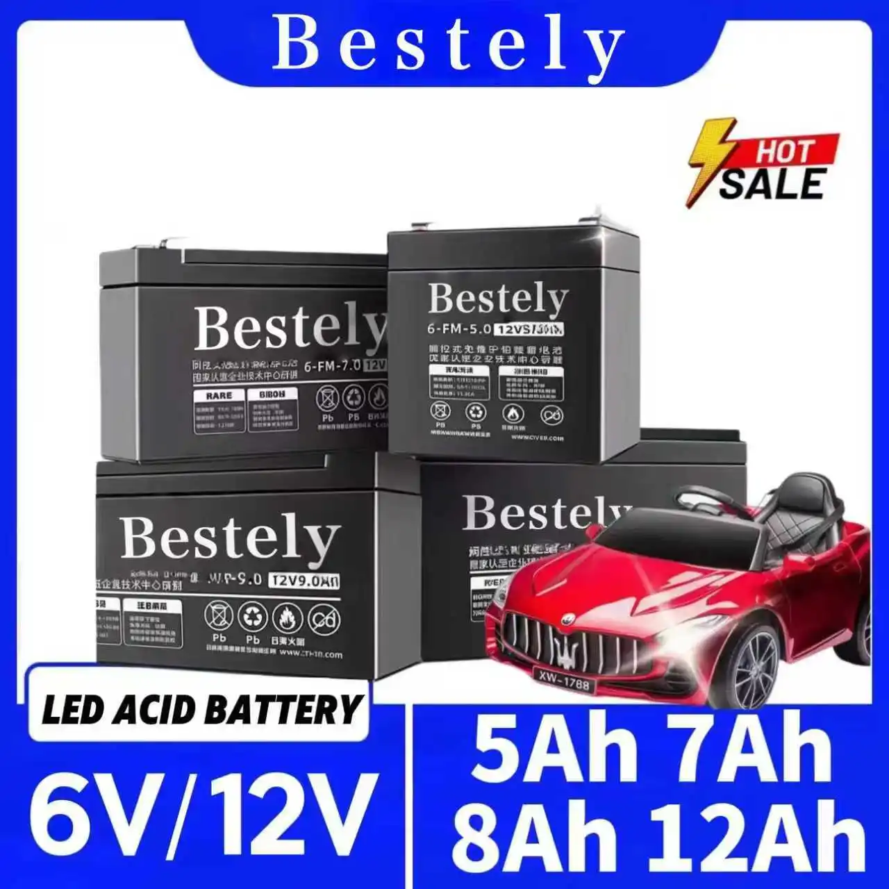 

Bestely 6 В/12 В электрические игрушки перезаряжаемая батарея 5 Ач-12 Ач для детей большой емкости подходит для игрушечных машин мотоциклы детские коляски