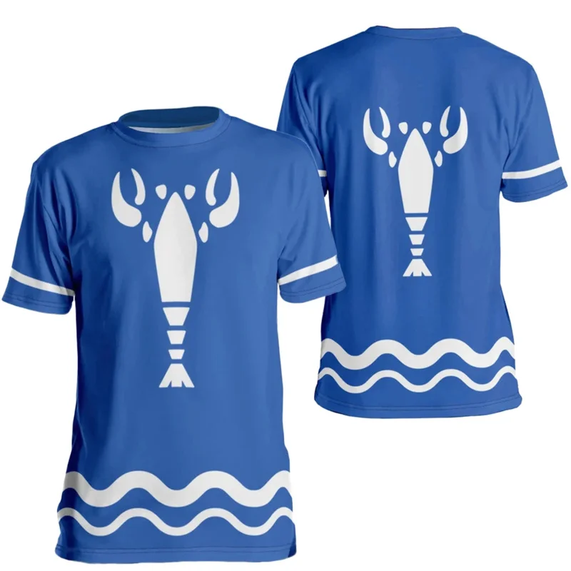 Link cosplay Blue Prawn's T-Shirt Men Costume Anime Game The Legend Of Zerda Roleplay Casual Short Sleeve Top Tees