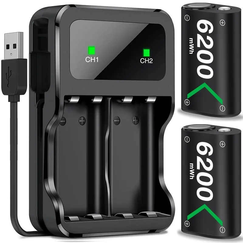 BEBONCOOL 6200 mWh Rechargeable Battery For Xbox Series S/X/Xbox One S/X/USB Type-C Charging Port Charger For Xbox One Battery