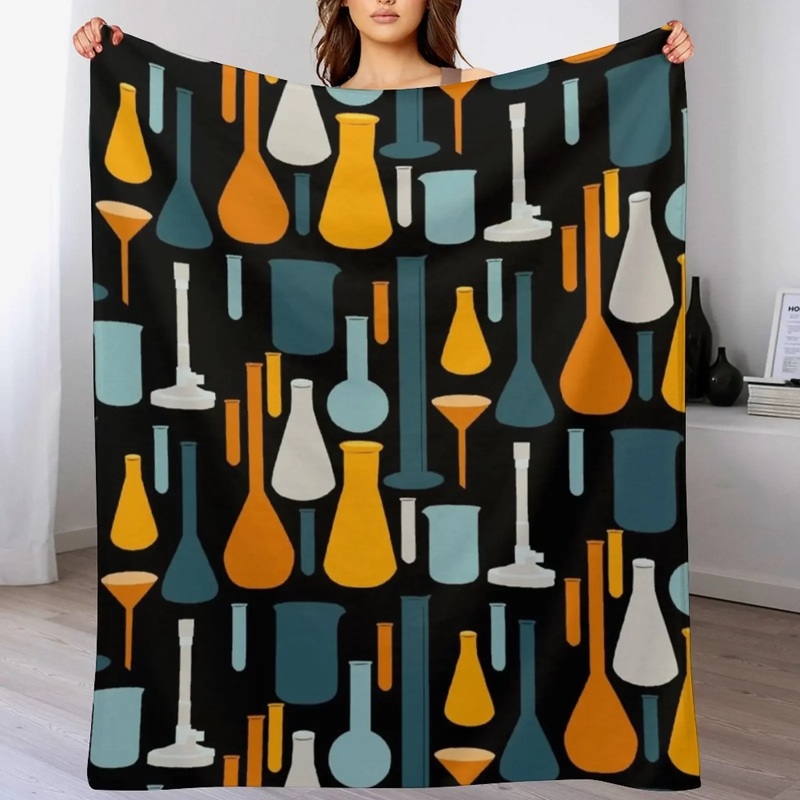 

Laboratory Glassware Print No. 2 Throw Blanket Fuzzy Plush Throw Blanket for Sofa Chair