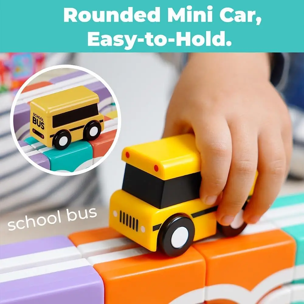 Set di blocchi magnetici 3D per 1+ anni - Tema scuolabus, giocattolo educativo Montessori (13 pezzi)