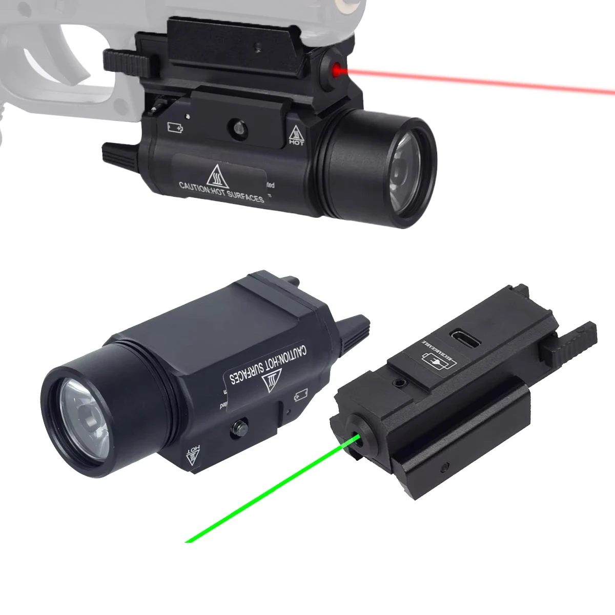 Tactical Light Fit 20mm Rail For GLock 17 19 1911 LED Flashlight Airsoft Torch Red Green Dot Laser Sight Combo