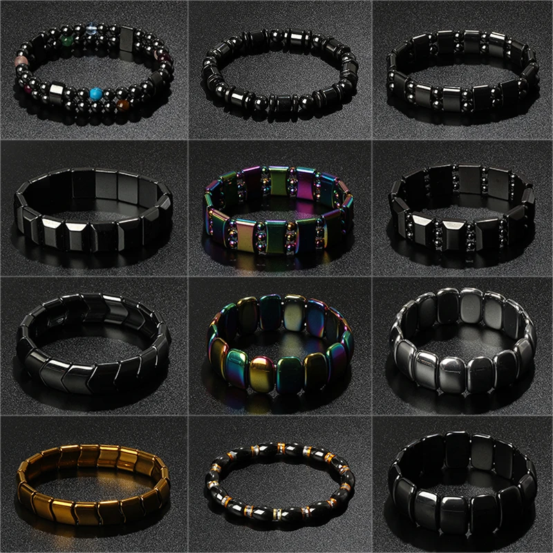 Bracelet d'énergie en hématite à la mode pour hommes, hématite naturelle originale, Bracelets de protection de la santé pour femmes, nouveaux bijoux d'équilibre de luxe
