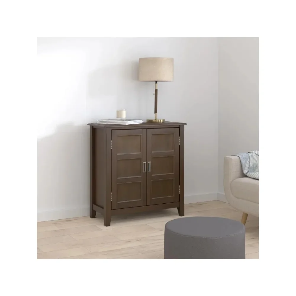 Burlington SOLID WOOD 30 inch Wide Transitional Low Storage Cabinet in Mahogany Brown for the Living Room, Entryway and Family