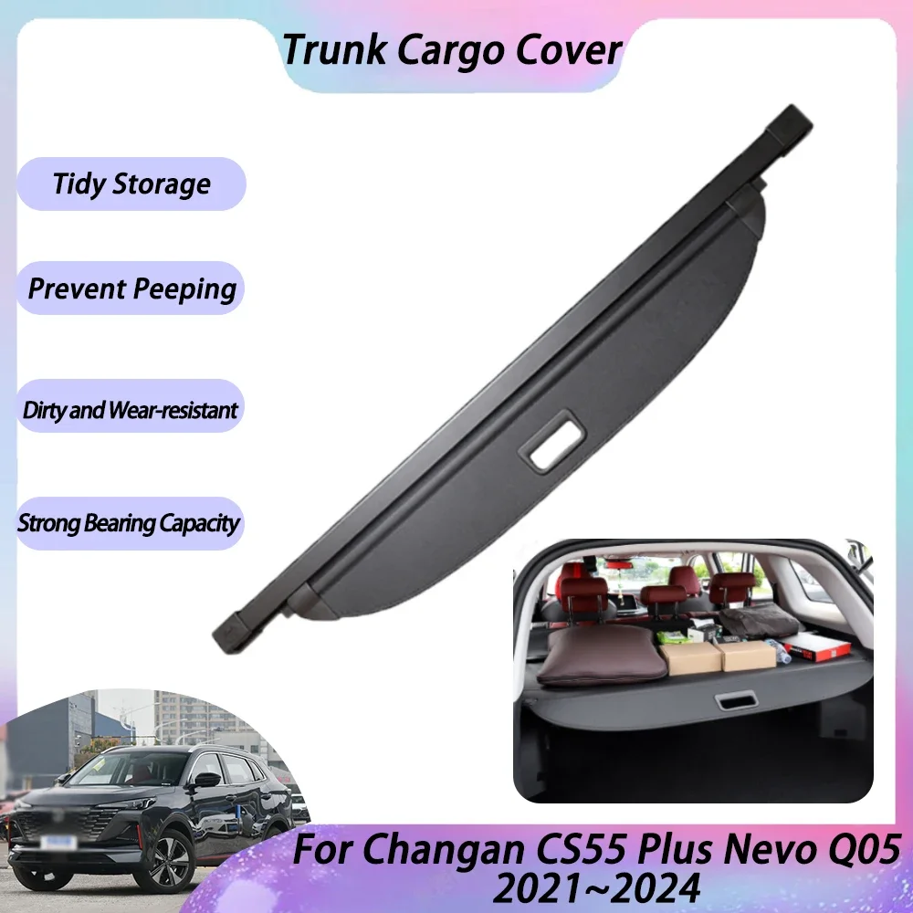 

Trunk Cargo Cover For Changan CS55 Plus Nevo Q05 2021 2022 2023 2024 Tray Luggage Rear Curtain Pad Shielding Shade Accessories