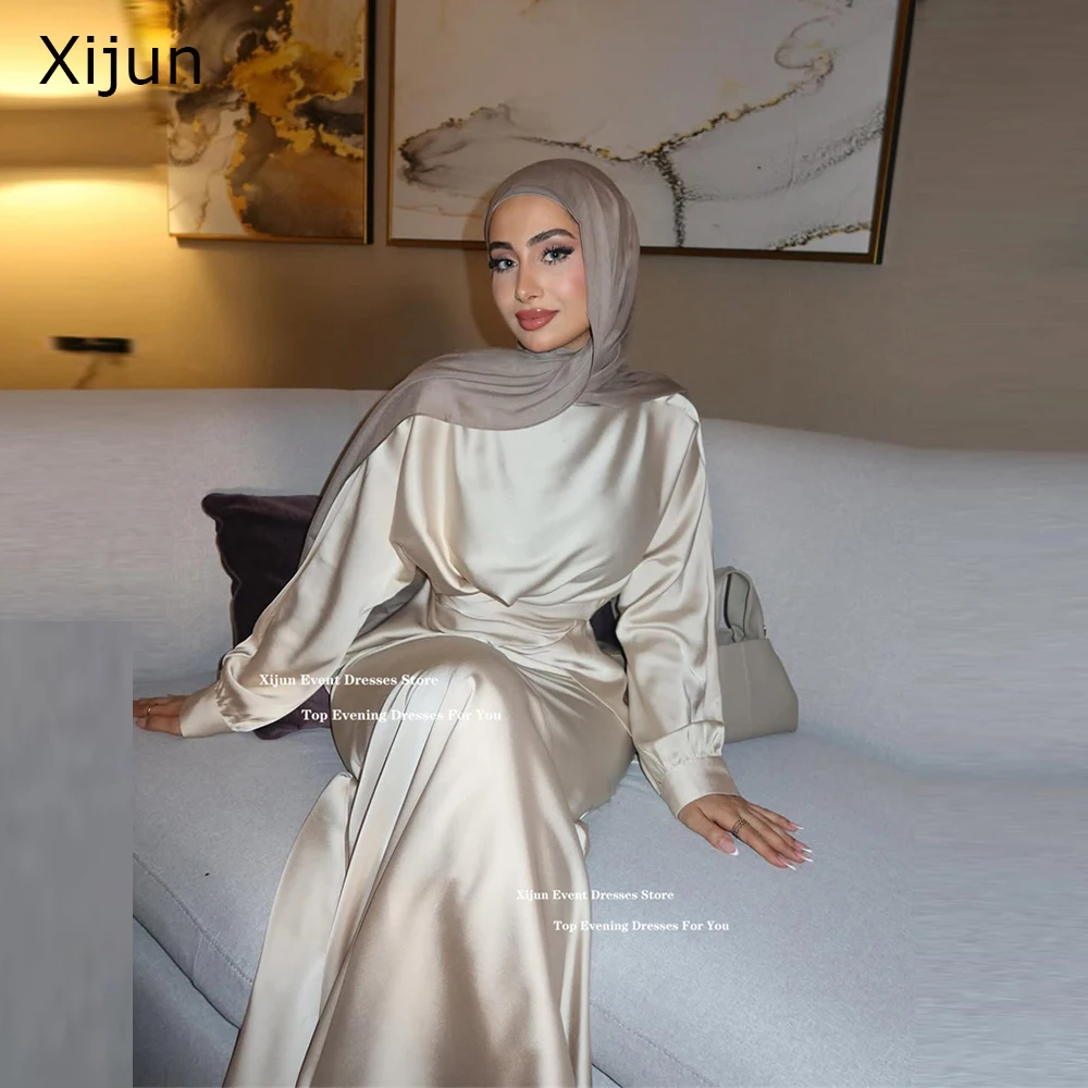 

Xijun Simple Silk Satin Evening Dresses Long Sleeves Mermaid Formal Prom Dresses Floor Length Dubai Prom Gowns 2025 Customized