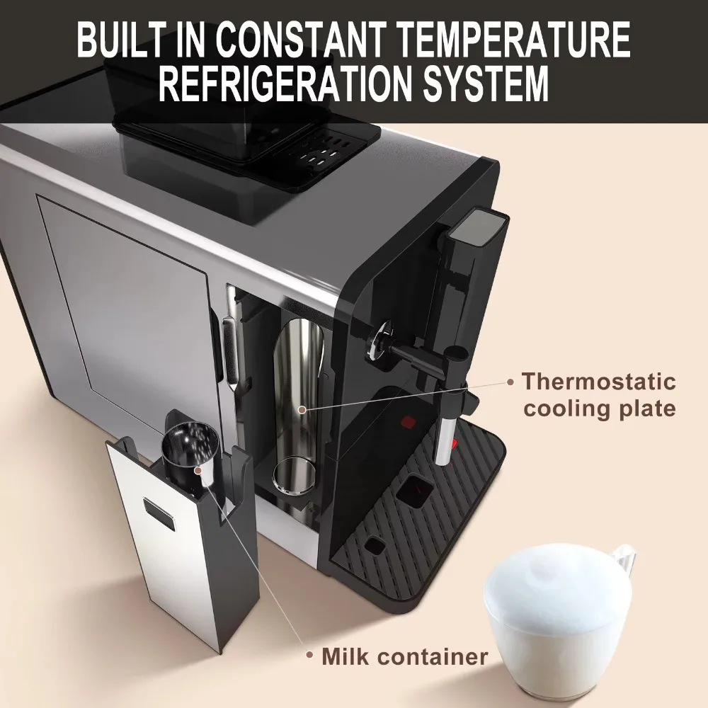 App Built-in Cooler Milk tank Home Smart Fully Automatic Coffee Making Machine With Grinder