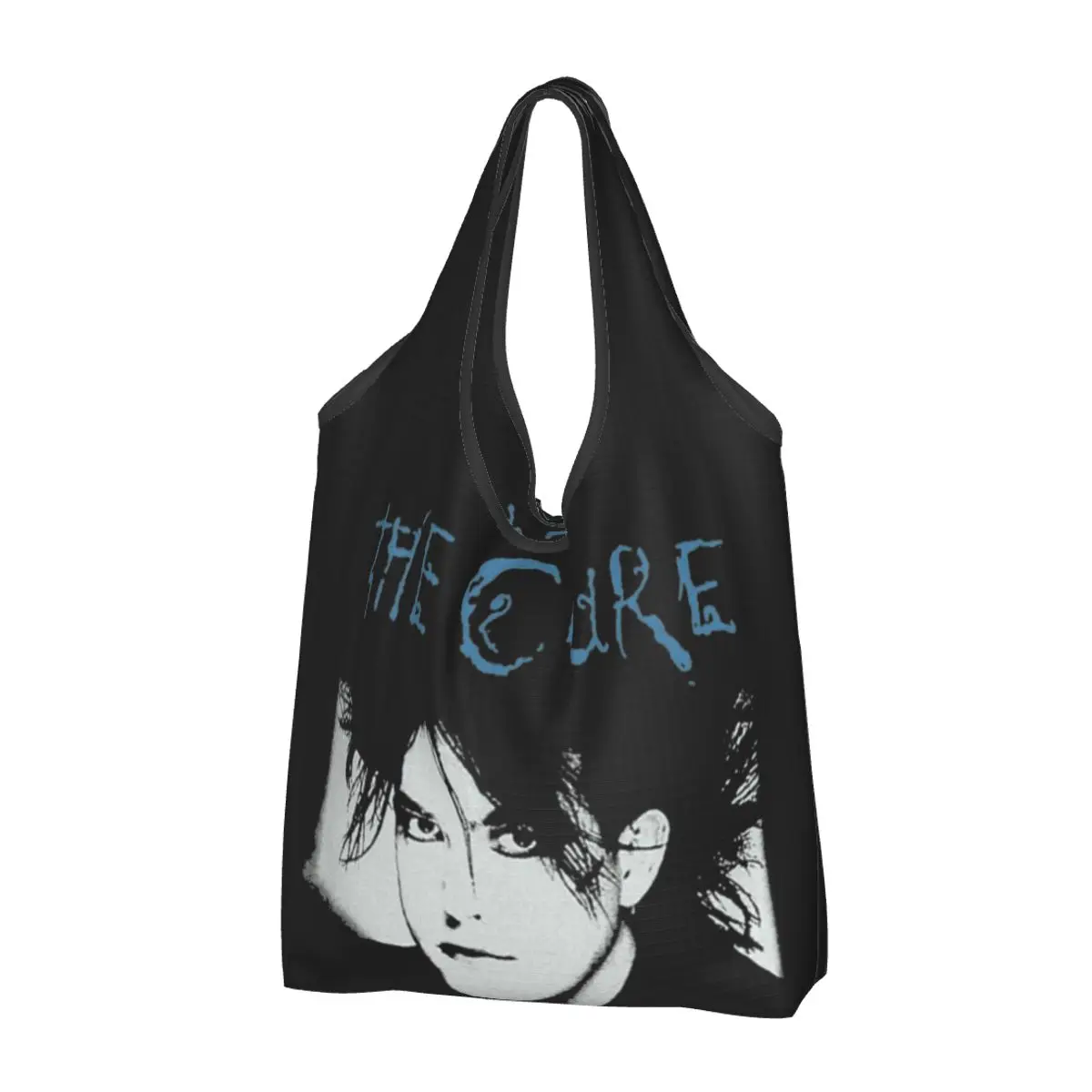 

Large Reusable Face Of The Cure Band Grocery Bags Recycle Foldable Shopping Tote Bag Washable Lightweight