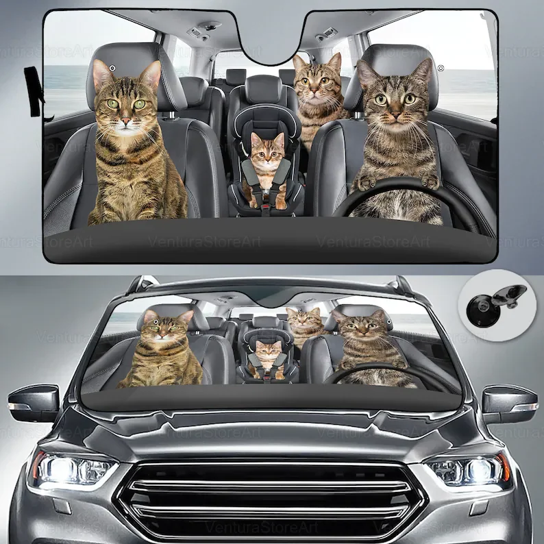 

Tabby Family Car Sun Shade, Windshield Sun Shade, Tabby Gifts, Car Auto Sun Shade, Cute Car Accessories, Tabby Sun Protector