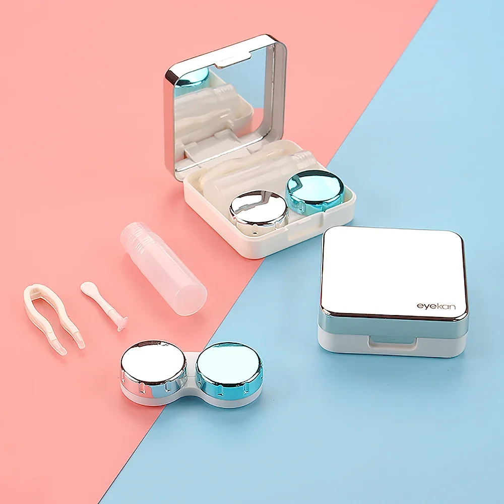 

Mirror contact lens case myopic contact lens care case Simple cute double storage box companion portable box