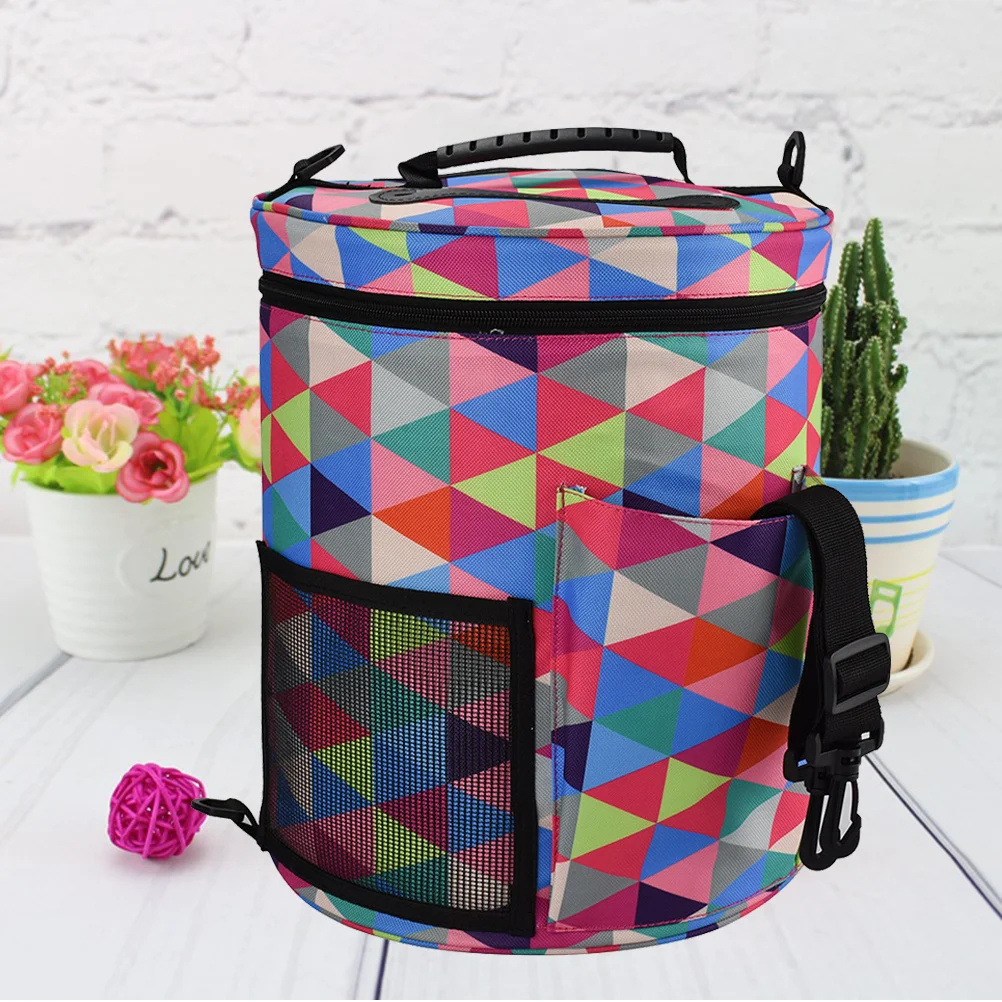 

Colorful Round Crochet Storage Organizer Large Yarn Ball Holder Ideal for Knitting Portable Craft Yarn Storage Bag