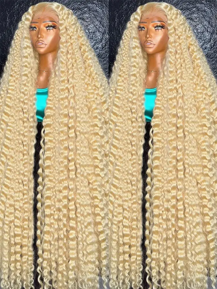 30インチ 13x4 613 ディープウェーブ レースフロントウィッグ ウォーターウェーブウィッグ ロングカールウェーブ 613ブロンドウィッグ 生え際処理済み 女性用 250%密度