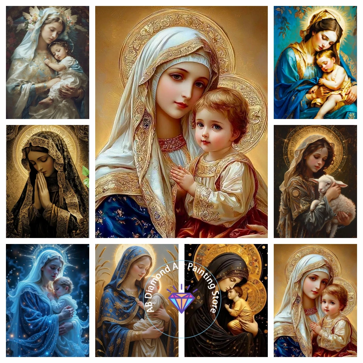 

Easter AB Diamond Painting Art DIY The Virgin Mary and Jesus Diamond Embroidery Cross Stitch Mosaic Home Decoration Gift