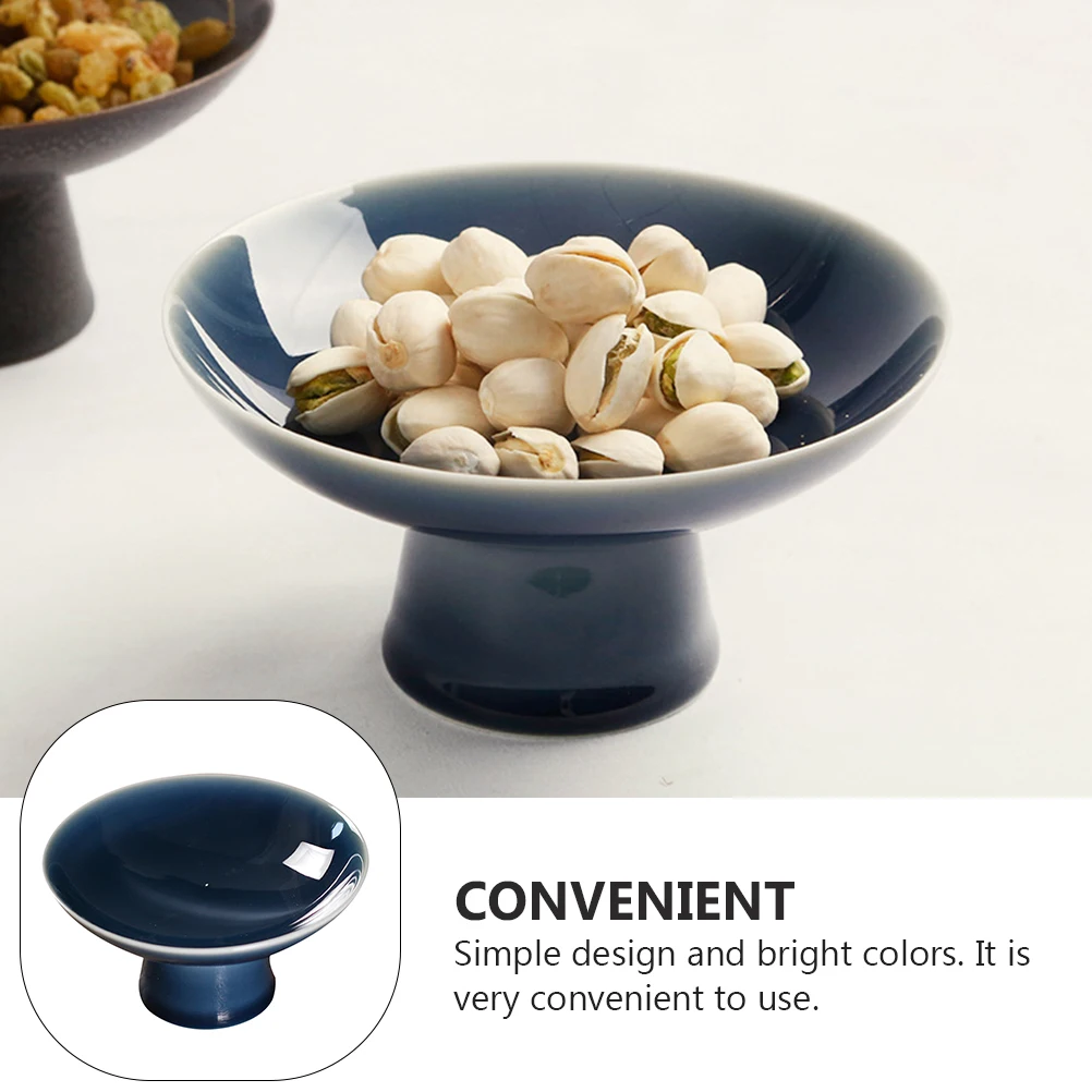 

High Base Ceramic Dish Exquisite Design Simple Portable Dessert Storage Plate for Nuts Candies Dried Fruit Home Use
