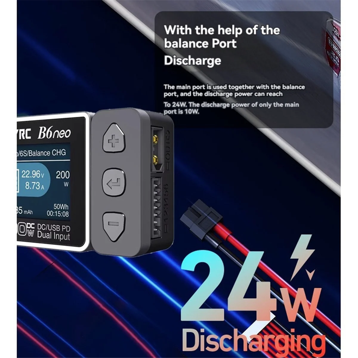 

A15M B6neo Smart Charger DC 200W PD 80W LiPo Battery Balance Charger 6S Charger Discharger for RC Car Model Aircraft Battery