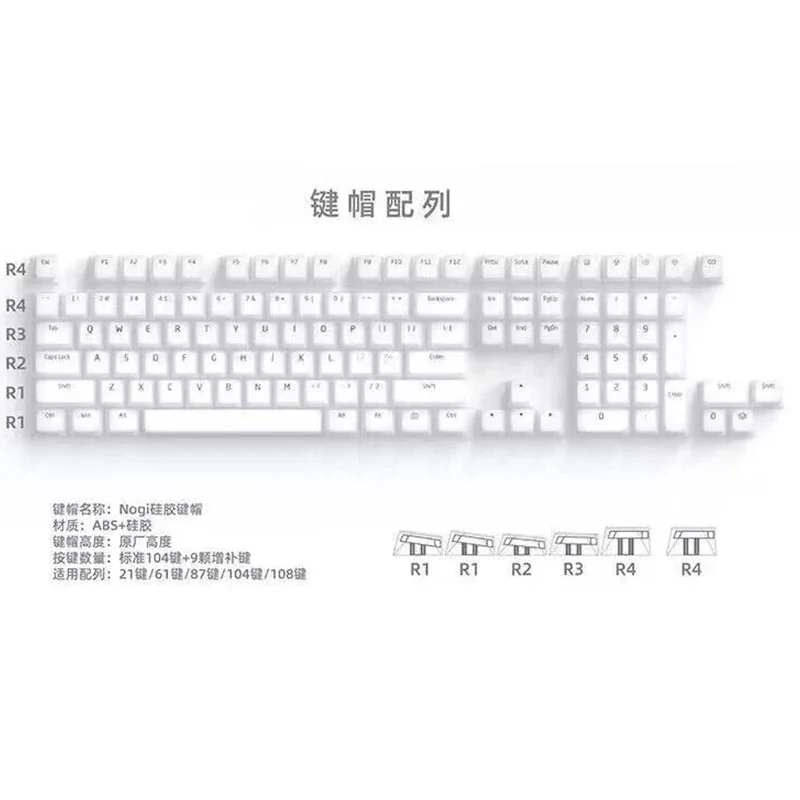 Silicone Keycap Jelly Pudding 108 Keys Mechanical Keyboard for MX Switch Chreey Profile White Keycaps DIY Backlit Jelly Crystal