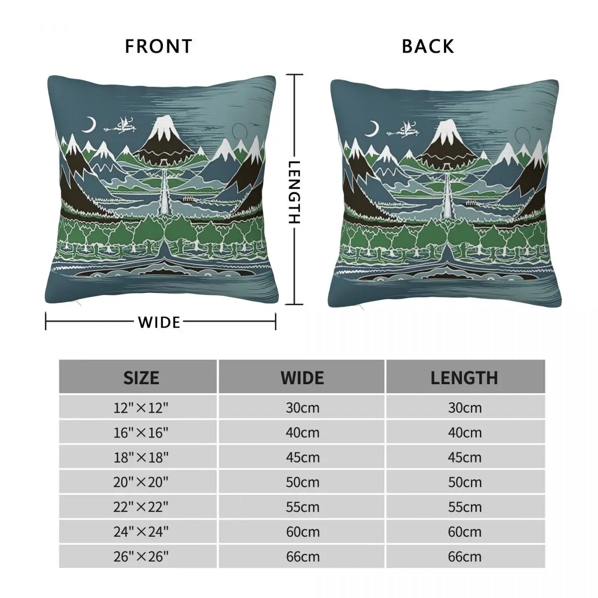 Midnight Forest Mountain Path In The Style Of J.R.R.Tolkie Square Pillowcase Pillow Cover Cushion Zip Throw Pillow for Home