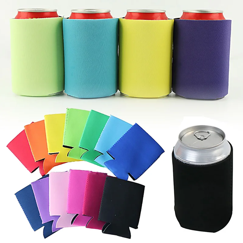 Foldable Blank Can Stubby Cooler Holder Sleeve Sublimation Heat Transfer Portable Rubber Can Cup Beer Mug Cover