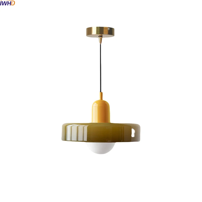 

IWHD Interior Decorative LED Pendant Lights Modern Nordic Glass Coffee Dining Table Room Hanging Lamp Design Lampara Colgante