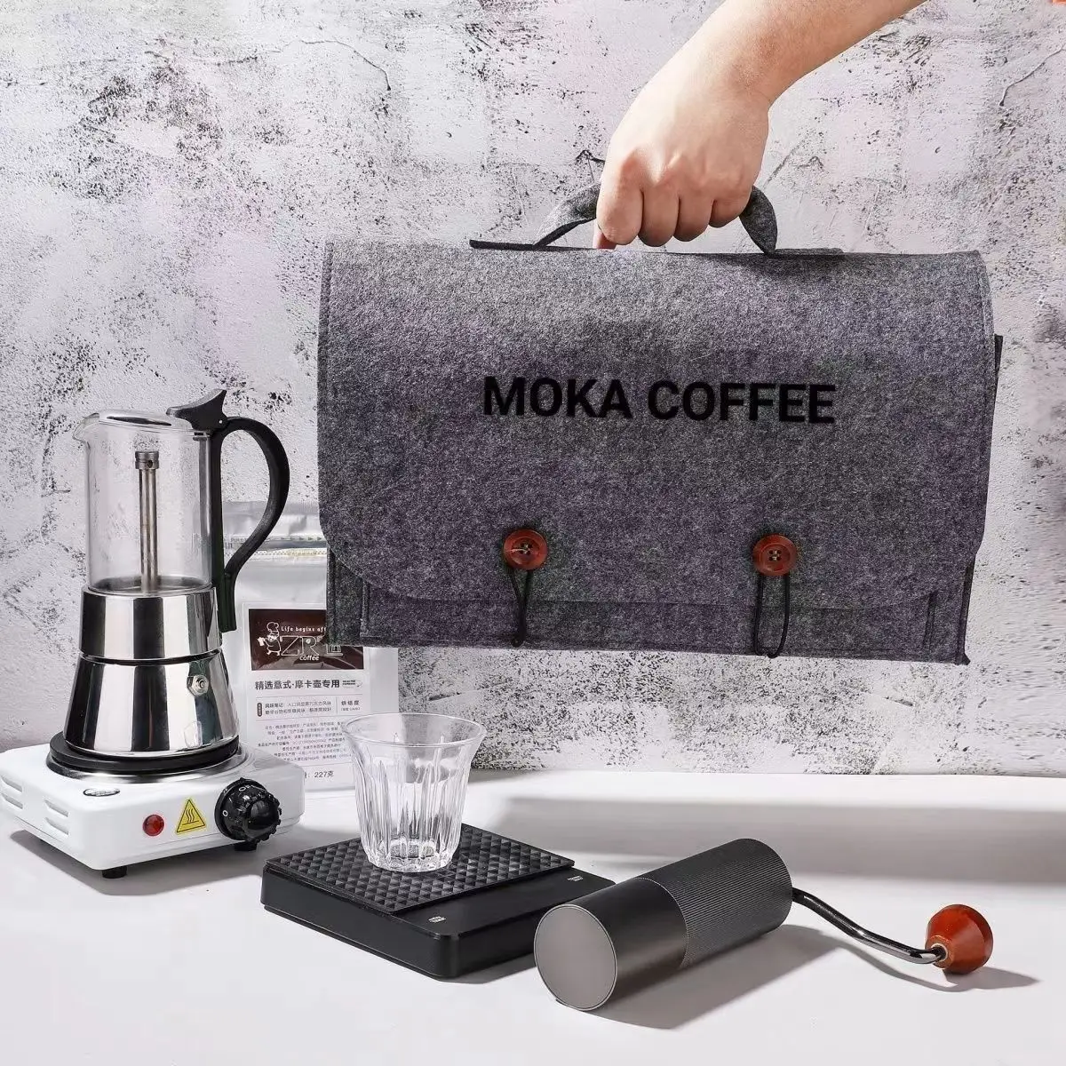 

Портативная сумка-органайзер для кофейного оборудования Hanround, для путешествий на природу, для аксессуаров кофеварки Moka, ретро-стиль, ручная работа