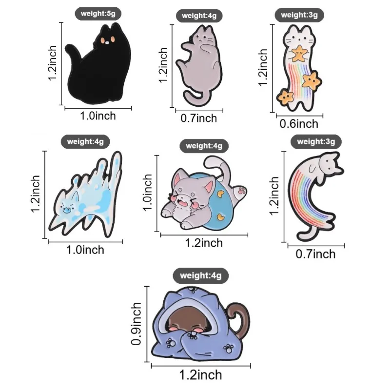 Lustiges Emaille-Abzeichen mit Regenbogenkatze, bunte Kätzchen-Kollektion, Metall-Pin-Accessoire für Hut, Tasche, Dekoration, Geschenk für Freunde – Detail 1