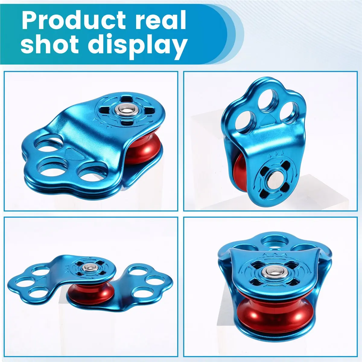 didyou Climbing Pulley, 30KN Three Holes Ball Bearing Single Pulley, Rock Climbing Pulley for 14mm Rope Hauling Rock Climbing