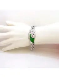 1 Piece St Jude Silver Plated Bracelet Rhinestone Silver Men's Jewellery Bracelet Religious Jewellery